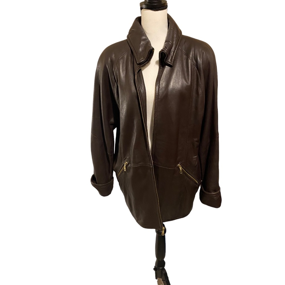 Vintage Tiboa Leathers Brown Lined Softshell Jacket Sz S